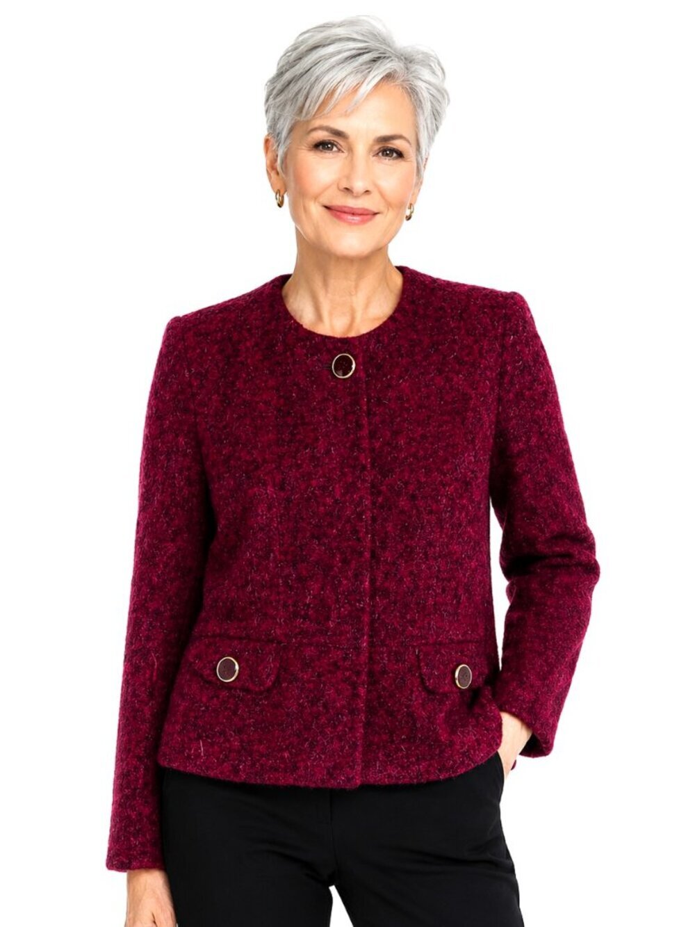 Jones New York Burgundy Alpaca Mohair Wool Jacket